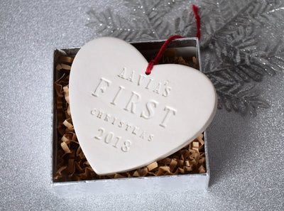 Heart Shaped Personalized Baby's First Christmas Ornament