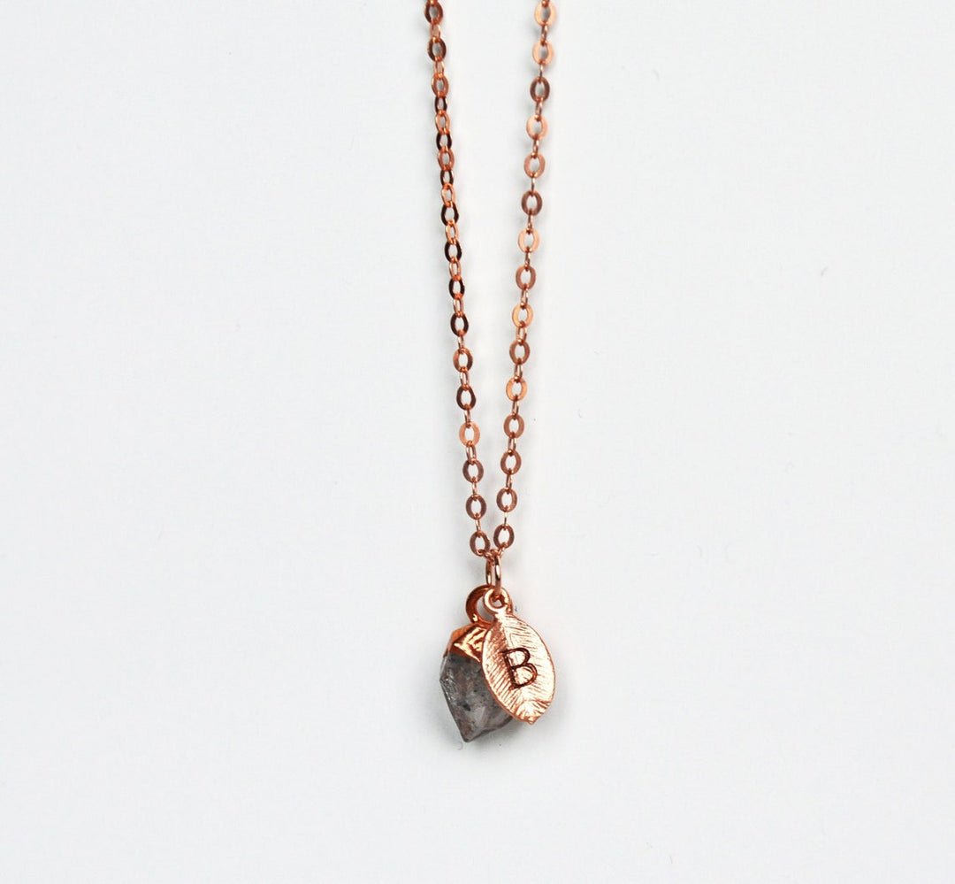 Herkimer Diamond Necklace, April Birthstone Necklace, Bridesmaid Gift, Layering Necklace. Dainty Raw Gemstone Necklace