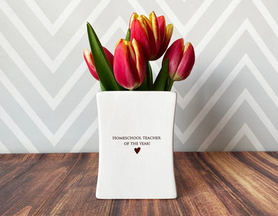 Homeschool Teacher of the Year Vase, Mother's Day Gift, Mom of the Year, Square Vase, Mother's Day Vase, Add Personalized Text