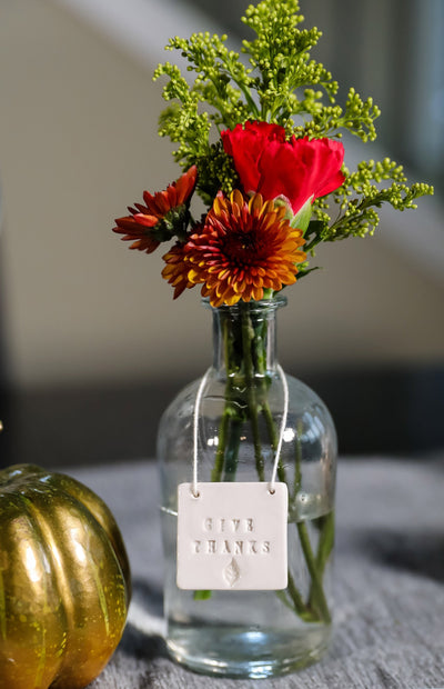 Thanksgiving Hostess Gift, Host Gift - Give Thanks - Glass Bud Vase