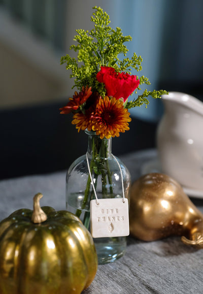 Thanksgiving Hostess Gift, Host Gift - Give Thanks - Glass Bud Vase