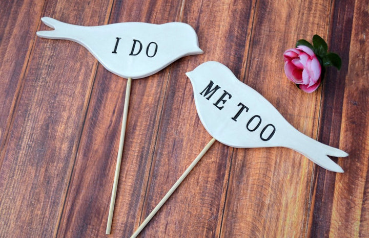 I Do Me Too - Bird Wedding Cake Toppers - READY TO SHIP - Large Size