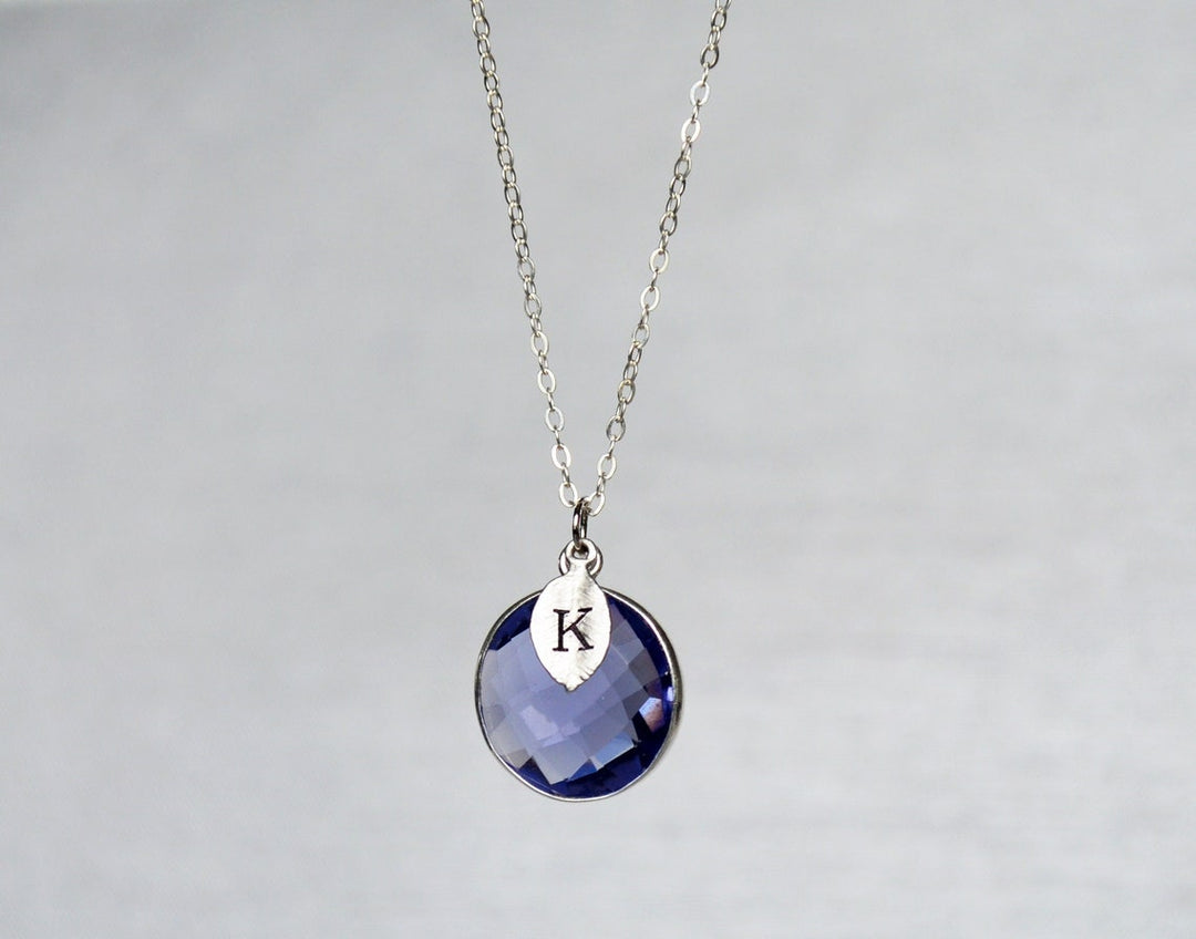Iolite Necklace, September Birthstone Necklace, Sterling Silver, Round Personalized Necklace, Bridesmaid Gift, Mom Necklace