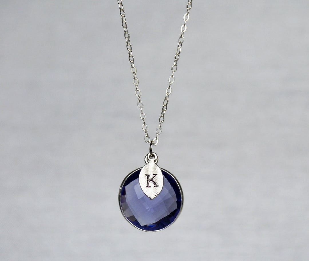 Iolite Necklace September Birthstone Necklace Sterling Silver Round Personalized Necklace Bridesmaid Gift Mom Necklace