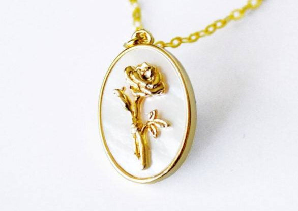 June Birth Flower Necklace, Rose Birth Month Flower Necklace, Mom Necklace, Personalized Layering Necklace, Push Present