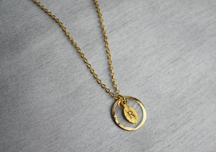 June Birthstone Necklace, Mother-of-pearl Necklace, Shell Pendant, Personalized Necklace, Bridesmaid Necklace, Initial Necklace