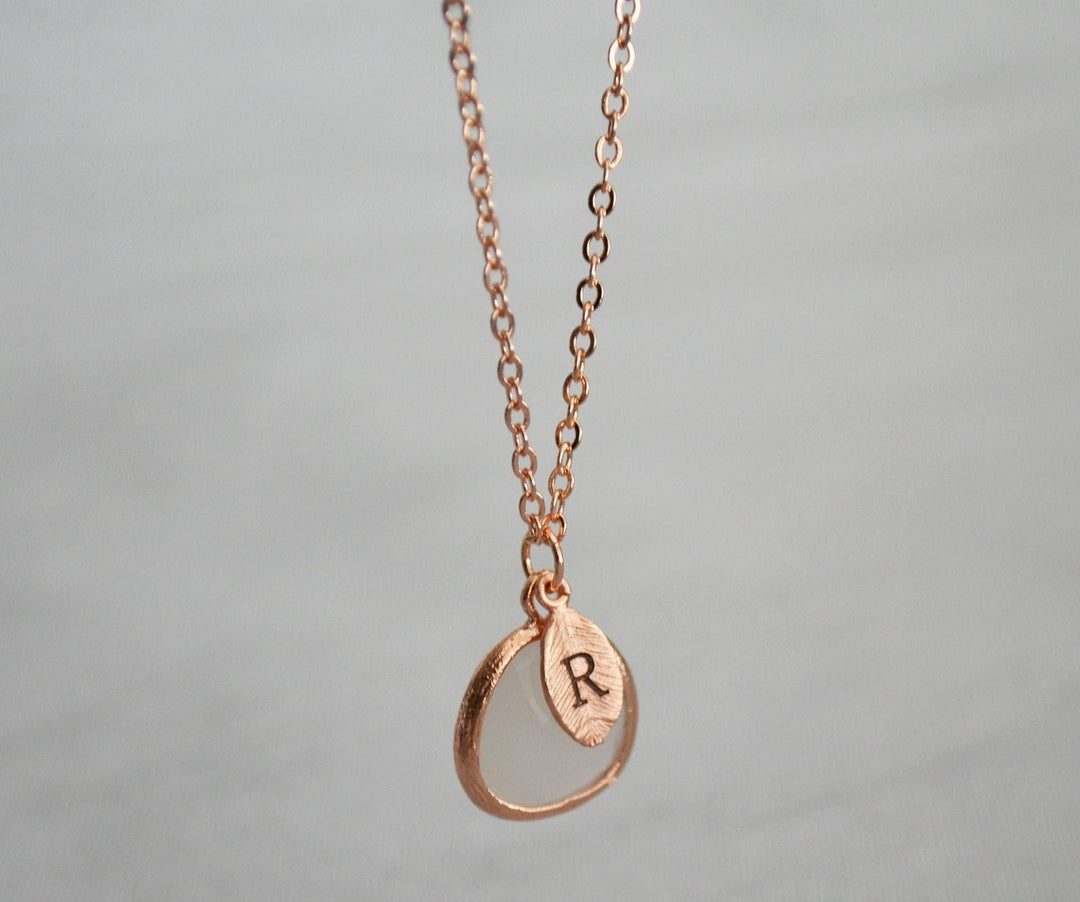 June Birthstone Necklace, Personalized Moonstone Necklace, Bridesmaid Necklace, Custom Initial Necklace, Gift for Her, Moonstone Jewelry