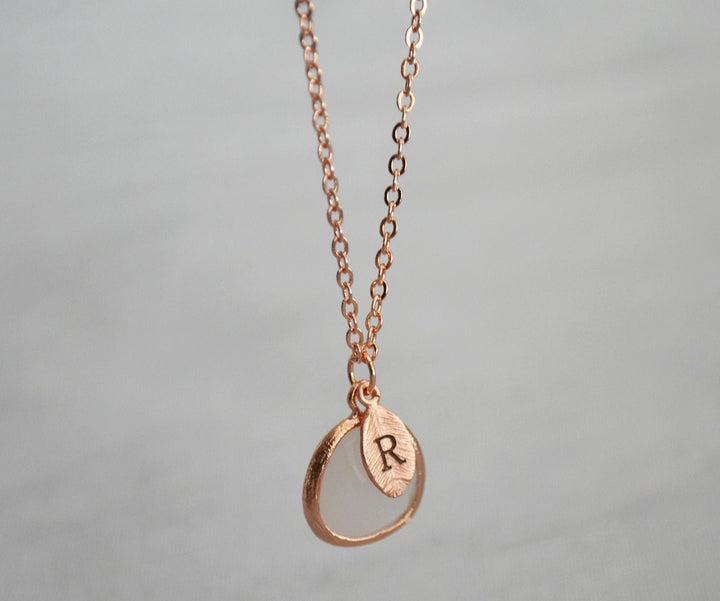June Birthstone Necklace, Personalized Moonstone Necklace, Bridesmaid Necklace, Custom Initial Necklace, Gift for Her, Moonstone Jewelry