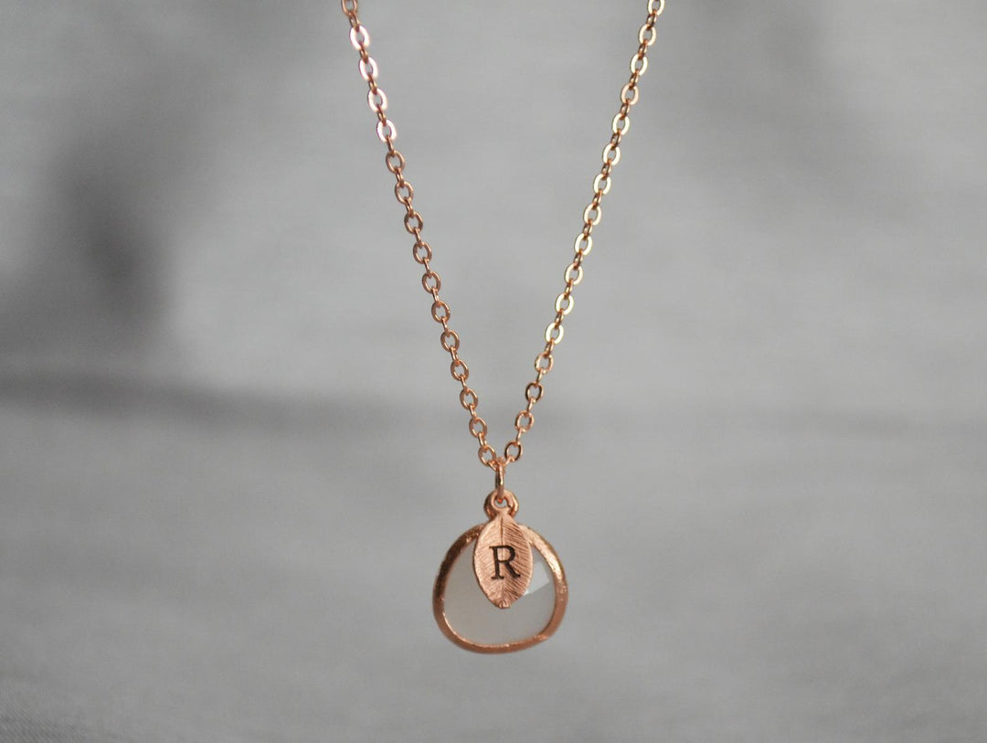 June Birthstone Necklace, Personalized Moonstone Necklace, Bridesmaid Necklace, Custom Initial Necklace, Gift for Her, Moonstone Jewelry