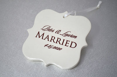 Just Married Ornament, Our First Christmas, Wedding Ornament, Newlywed Ornament - Christmas Gift