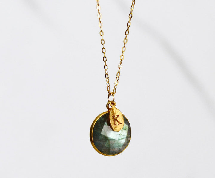 Labradorite Necklace, 18K Gold, Sterling Silver, Bridesmaid Gift, Gift for Her, Mom Gift, Personalized Round Necklace, Labradorite jewelry,