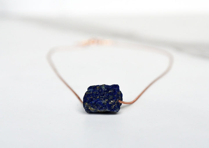 Lapis Lazuli Raw Stone Necklace, Raw Crystal Necklace, September Birthstone Necklace, Layering Necklace, Boho Necklace, Healing Crystals