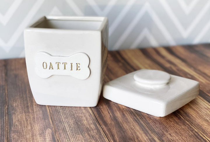 Large Personalized Dog Treat Jar, Dog Gift, Puppy Gift, Dog Lover Gift, Treat Jar with Bone Tile and Name