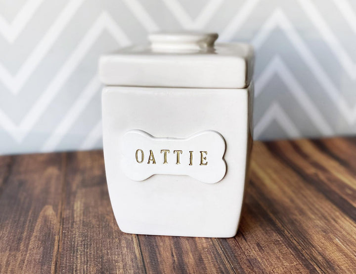 Large Personalized Dog Treat Jar, Dog Gift, Puppy Gift, Dog Lover Gift, Treat Jar with Bone Tile and Name