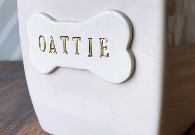 Large Personalized Dog Treat Jar, Dog Gift, Puppy Gift, Dog Lover Gift, Treat Jar with Bone Tile and Name