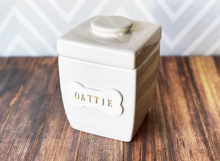 Large Personalized Dog Treat Jar, Dog Gift, Puppy Gift, Dog Lover Gift, Treat Jar with Bone Tile and Name