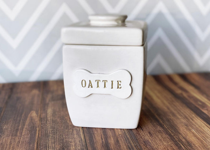 Large Personalized Dog Treat Jar, Dog Gift, Puppy Gift, Dog Lover Gift, Treat Jar with Bone Tile and Name