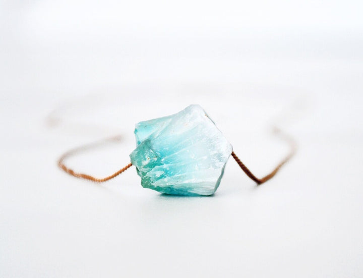 Larimar Necklace, Natural Larimar Layering Necklace, Raw Boho Necklace, Healing Crystal Necklace, Birthday Gift