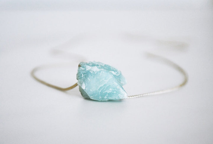 Larimar Necklace, Natural Larimar Layering Necklace, Raw Boho Necklace, Healing Crystal Necklace, Birthday Gift
