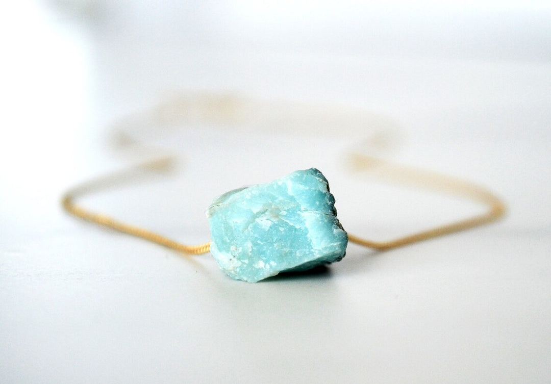 Larimar Necklace, Natural Larimar Layering Necklace, Raw Boho Necklace, Healing Crystal Necklace, Birthday Gift