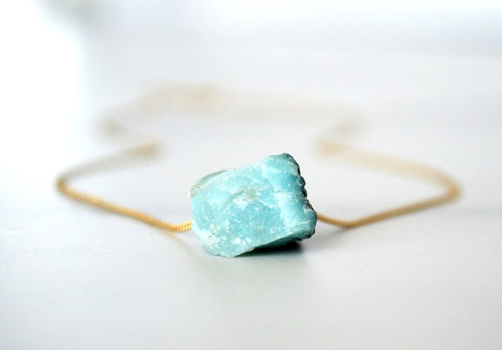 Larimar Necklace, Natural Larimar Layering Necklace, Raw Boho Necklace, Healing Crystal Necklace, Birthday Gift