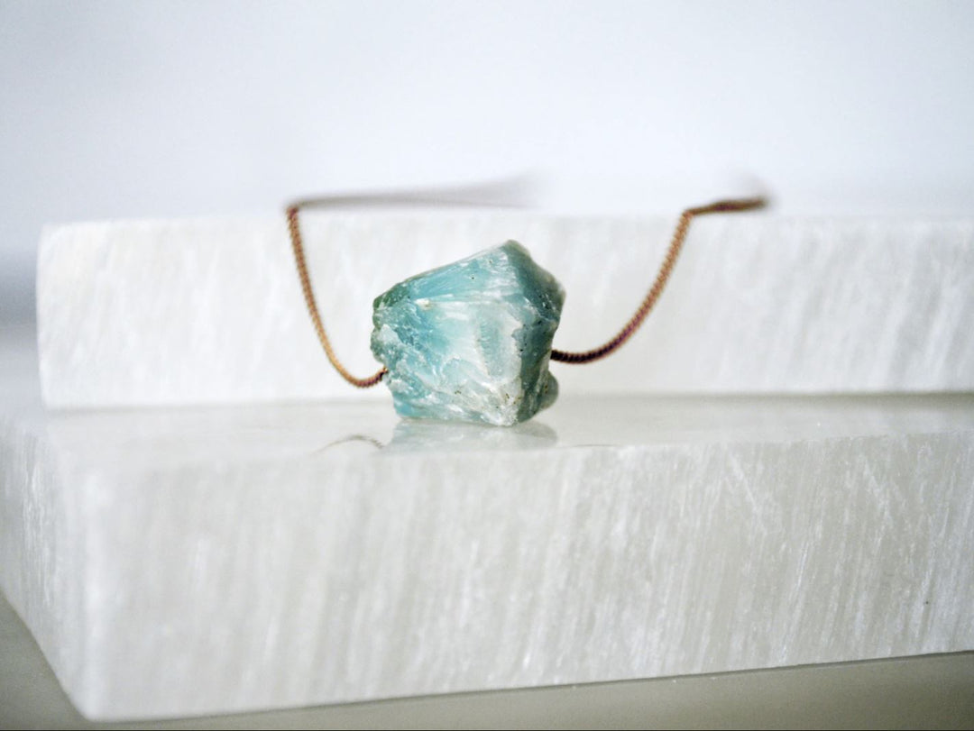 Larimar Necklace, Natural Larimar Layering Necklace, Raw Boho Necklace, Healing Crystal Necklace, Birthday Gift