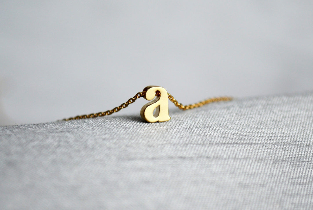 Personalized Initial Letter Necklace - In Gold or Silver - Serif Letter Style