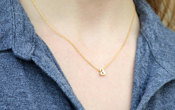Personalized Initial Letter Necklace - In Gold or Silver - Serif Letter Style