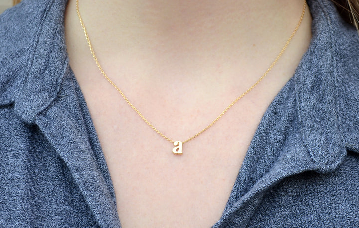 Personalized Initial Letter Necklace - In Gold or Silver - Serif Letter Style