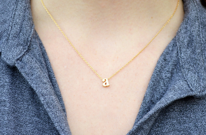 Personalized Initial Letter Necklace - In Gold or Silver - Serif Letter Style