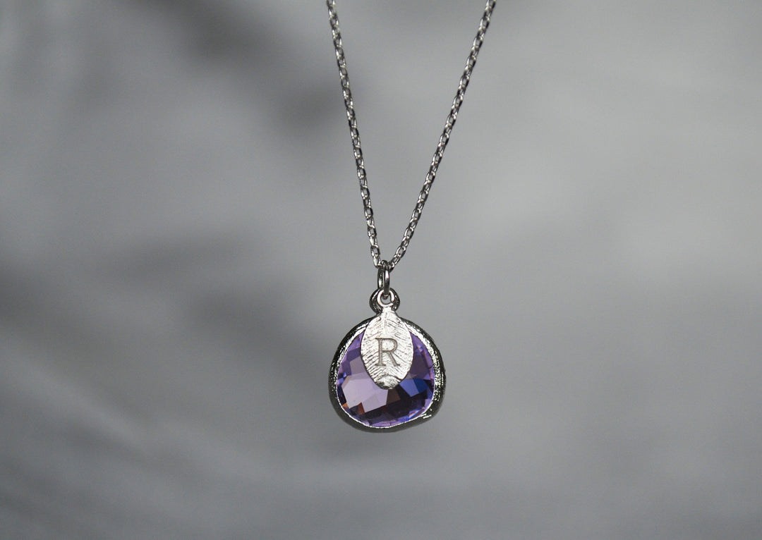Lilac Earrings, Lilac Jewelry Set, February Birthstone Necklace, Aquarius Necklace