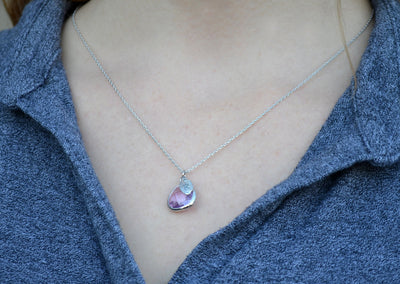 Lilac Stone Necklace - February Birthstone Necklace, Aquarius Necklace, Custom Initial Necklace