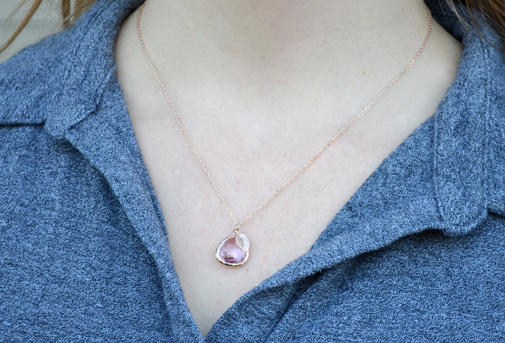 Lilac Stone Necklace - February Birthstone Necklace, Aquarius Necklace, Custom Initial Necklace