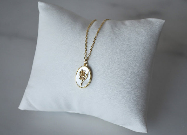 May Birth Flower Necklace, Pearl Lily of the Valley Birth Month Flower Necklace, Mom Necklace, Personalized Layering Necklace, Push Present