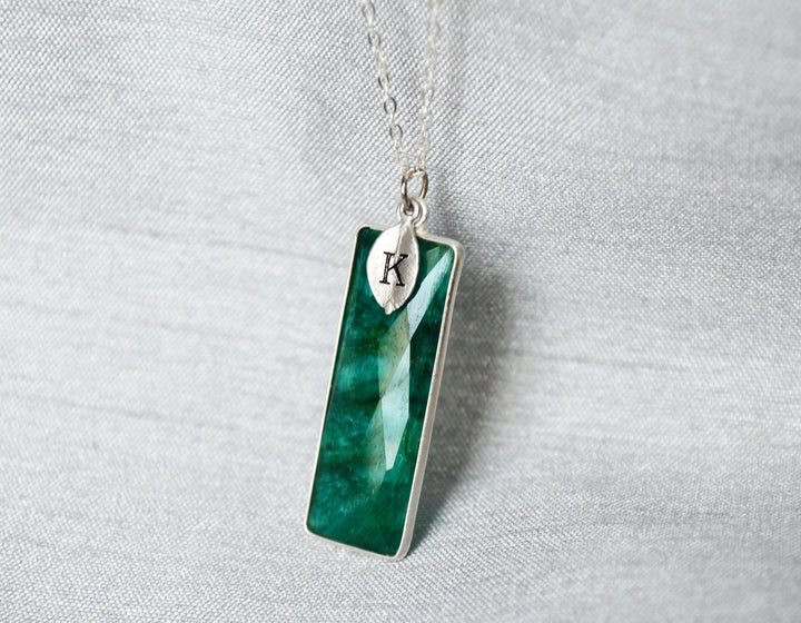 May Birthstone Necklace, Emerald Necklace, Bar Necklace, 18K Gold or Sterling Silver, Personalized Necklace, Bridesmaid Gift, Mom Necklace
