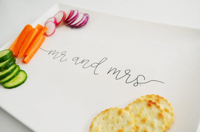 Mr. and Mrs. Wedding Gift Platter - Wedding Gift, Engagement Gift , Bridal Shower Gift or Guestbook Signature Platter - Large Platter