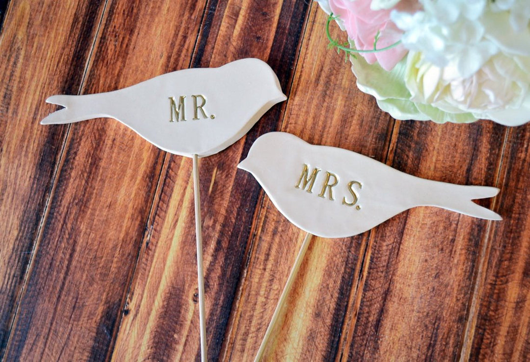 Mr. & Mrs. Bird Wedding Cake Toppers - READY TO SHIP - Large Size