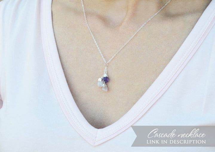 Natural Moonstone Birthstone Necklace, June Birthstone Necklace, Bridesmaid Gift, Layering Necklace. Dainty Raw Gemstone Necklace