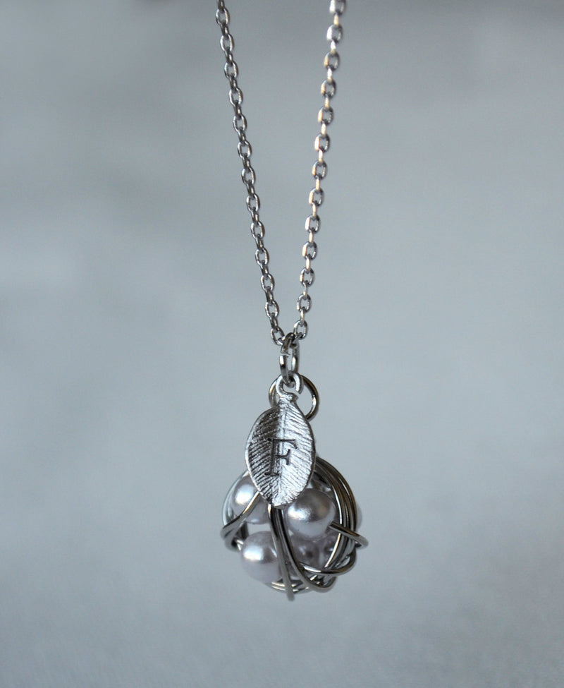 Nest Egg Necklace, New Mom Gift, Grandma Gift, Mom Christmas Gift, New Mom Necklace, Nest Necklace, Personalized Necklace, Leaf Necklace