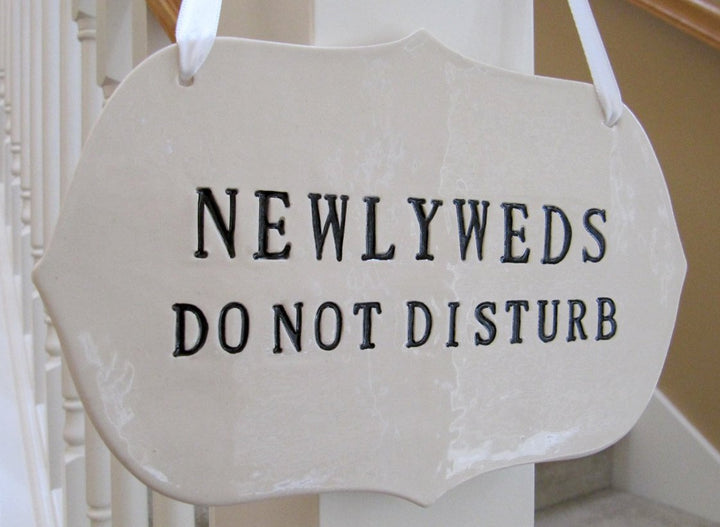 Newlyweds Do Not Disturb Wedding Sign to Hang on Door and Use as Photo Prop - Available in Gold, Silver, Black, & White