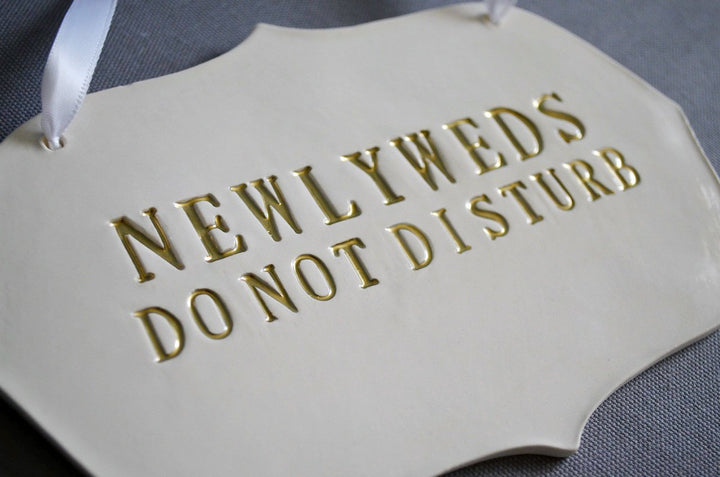 Newlyweds Do Not Disturb Wedding Sign to Hang on Door and Use as Photo Prop - Available in Gold, Silver, Black, & White