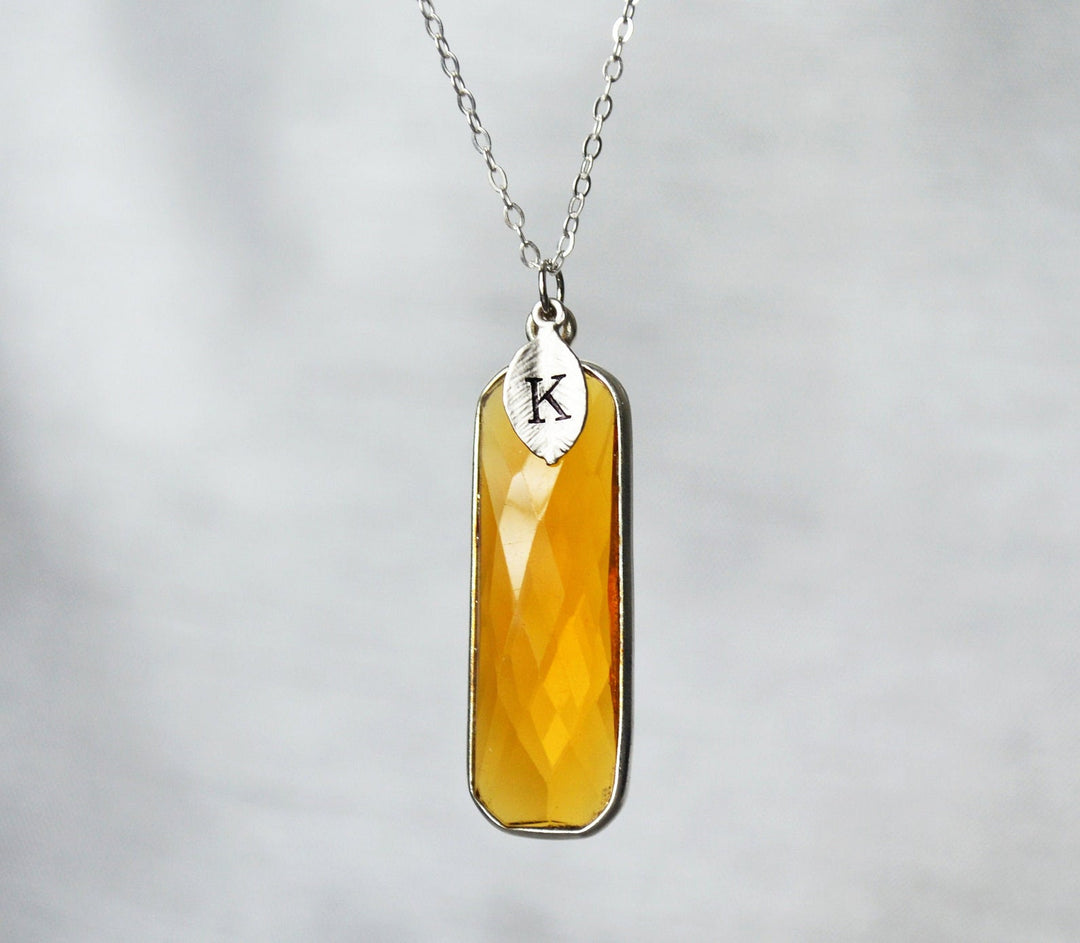 November Birthstone Necklace, Citrine Necklace, Sterling Silver or 18K Gold, Personalized Necklace, Bridesmaid Gift, Mom Necklace