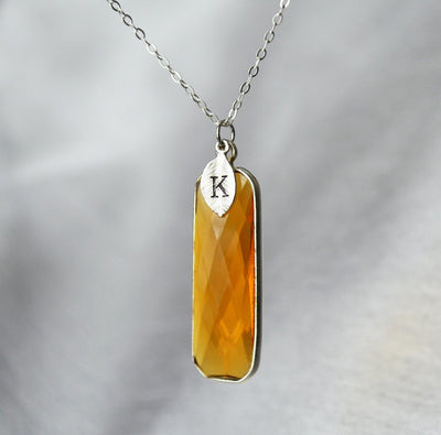 November Birthstone Necklace, Citrine Necklace, Sterling Silver or 18K Gold, Personalized Necklace, Bridesmaid Gift, Mom Necklace