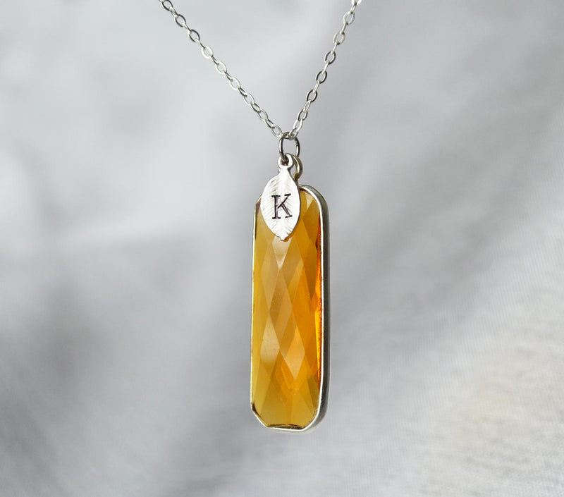 November Birthstone Necklace, Citrine Necklace, Sterling Silver or 18K Gold, Personalized Necklace, Bridesmaid Gift, Mom Necklace