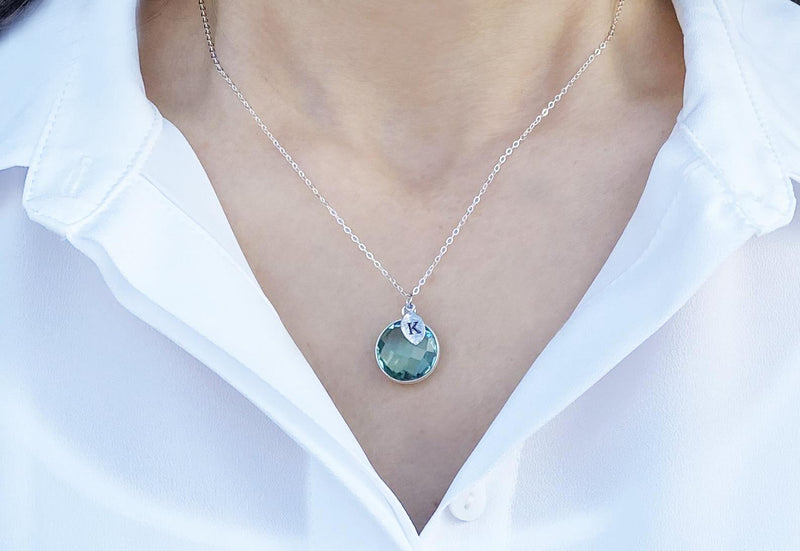 Opalite Necklace, October Birthstone Necklace, Sterling Silver or 18K Gold, Round Personalized Necklace, Bridesmaid Gift, Mom Necklace