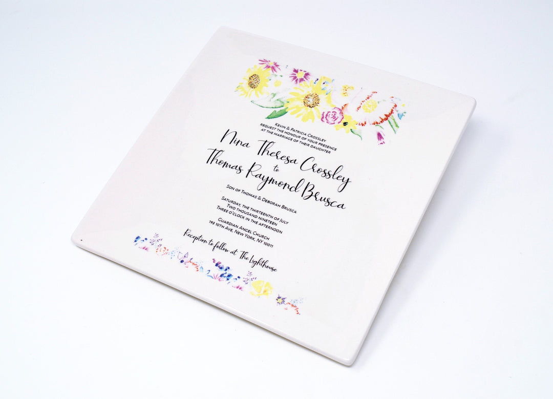 Set of 2 - Wedding Invitation Plates - Parent Wedding Gift - Wedding Gift, Wedding Present