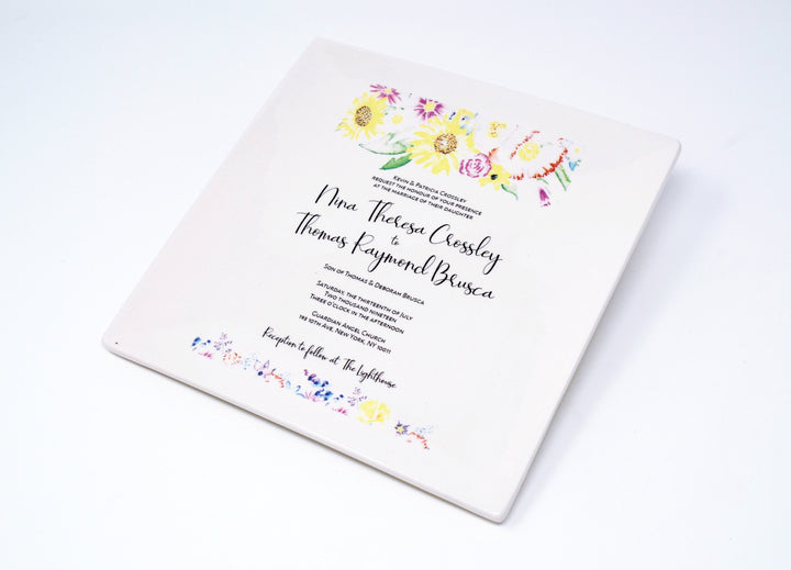 Set of 2 - Wedding Invitation Plates - Parent Wedding Gift - Wedding Gift, Wedding Present