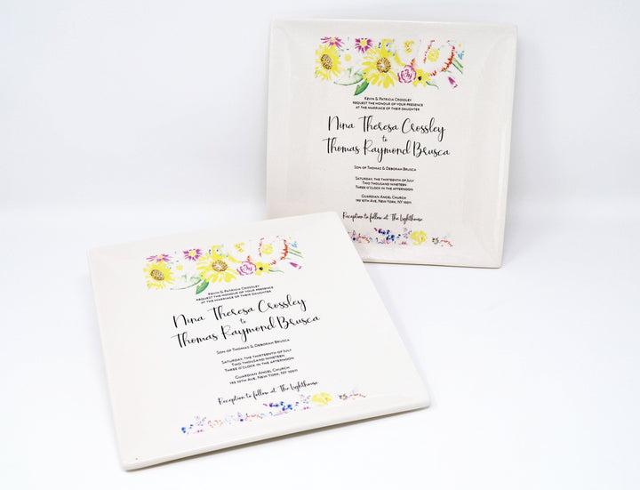 Set of 2 - Wedding Invitation Plates - Parent Wedding Gift - Wedding Gift, Wedding Present