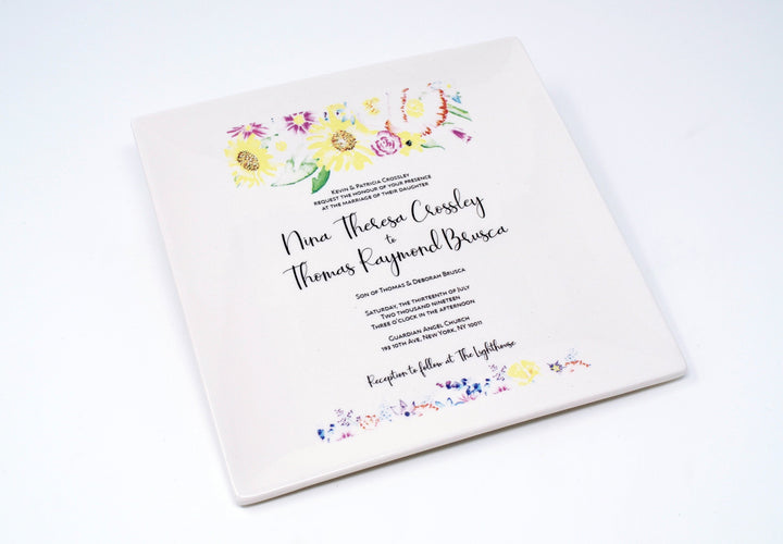 Set of 2 - Wedding Invitation Plates - Parent Wedding Gift - Wedding Gift, Wedding Present
