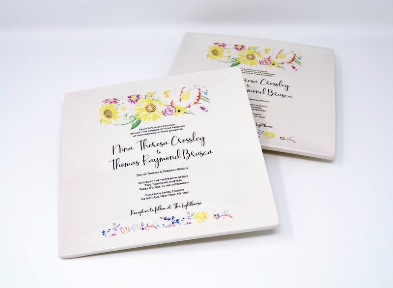 Set of 2 - Wedding Invitation Plates - Parent Wedding Gift - Wedding Gift, Wedding Present